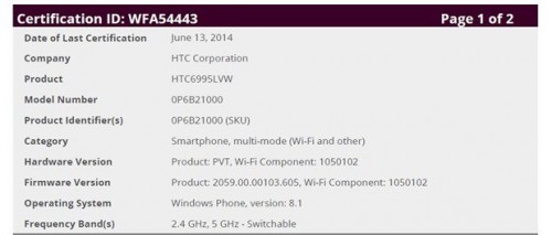 HTC'nin internete sızan sertifika onayı.